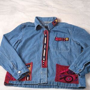 Chico's Design long sleeve button down cotton top Size 2 (Large)